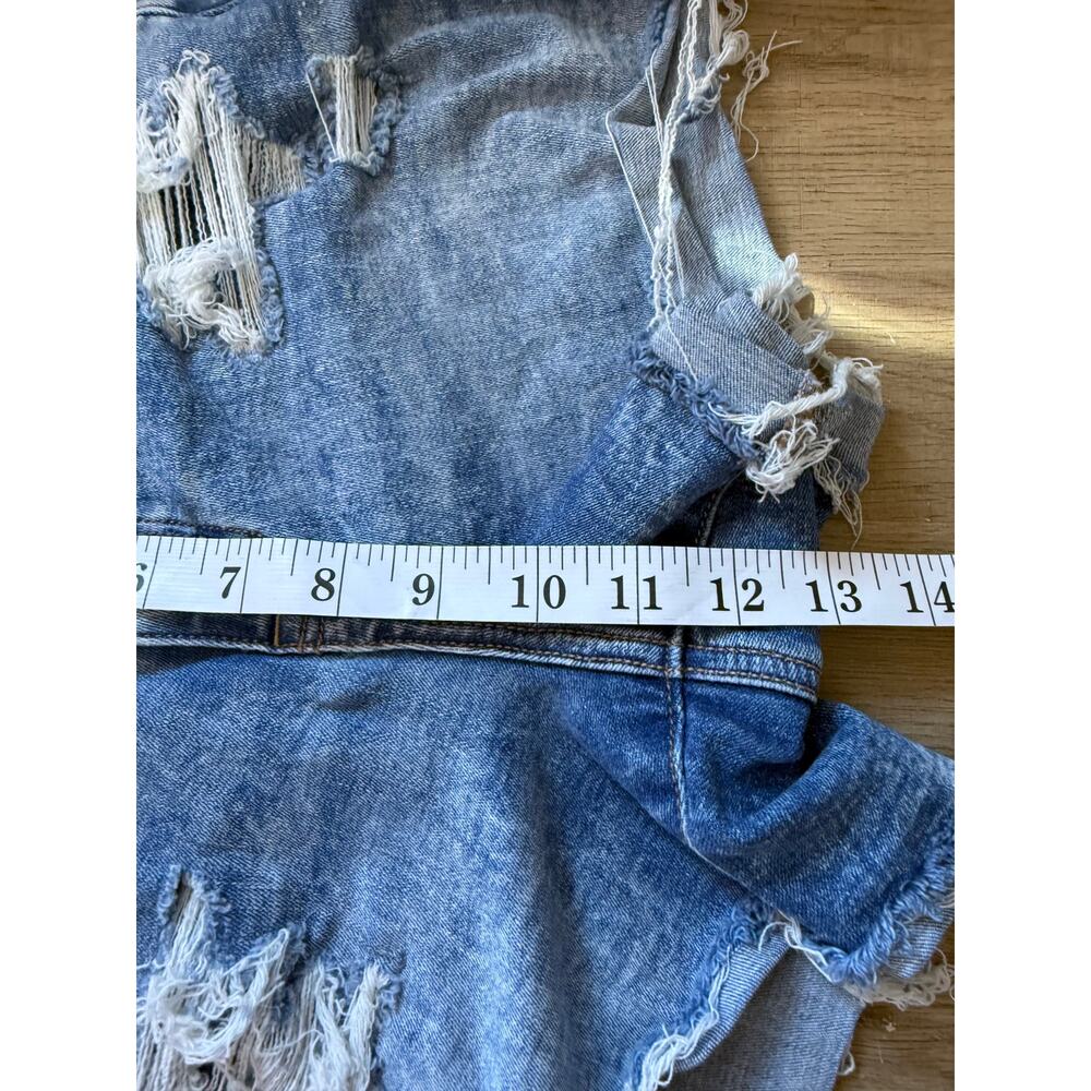 American Eagle Curvy Hi Rise Shortie Denim Shorts Distressed Size 6 - Picture 6 of 7